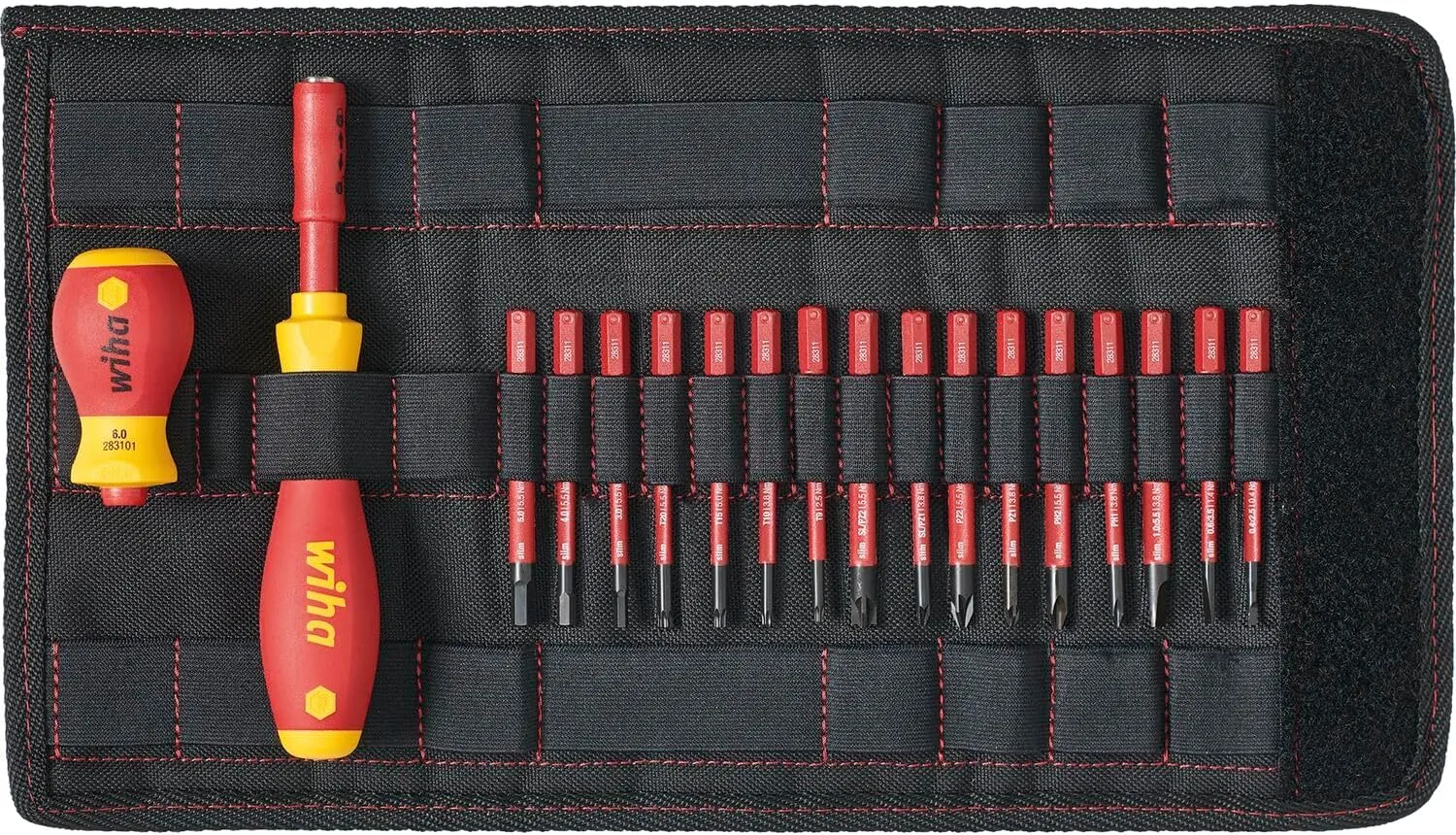 Bild von Wiha 41231 slimVario Schraubendreher und Bit Set mit 19 Teilen für Elektriker, inklusive VDE Bits in verschiedenen Formen