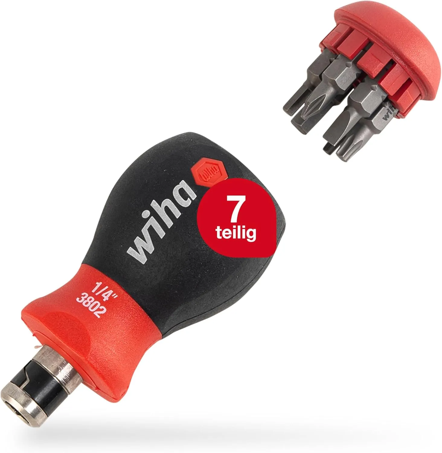 Bild von Wiha Stubby Schraubendreher Set mit Bit Magazin und 7 Doppelbits, 14 Werkzeuge in einem, inklusive Schlitz, Philips, Pozidriv, Innensechskant und Torx, Artikelnummer 43613