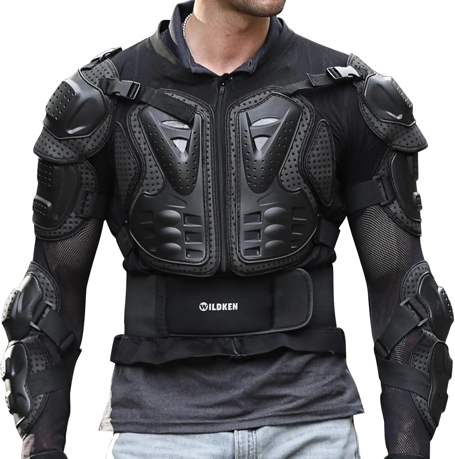 Bild von Wildken Pro Motorradjacke für Damen und Herren in Schwarz, Größe XL mit Rückenprotektor
