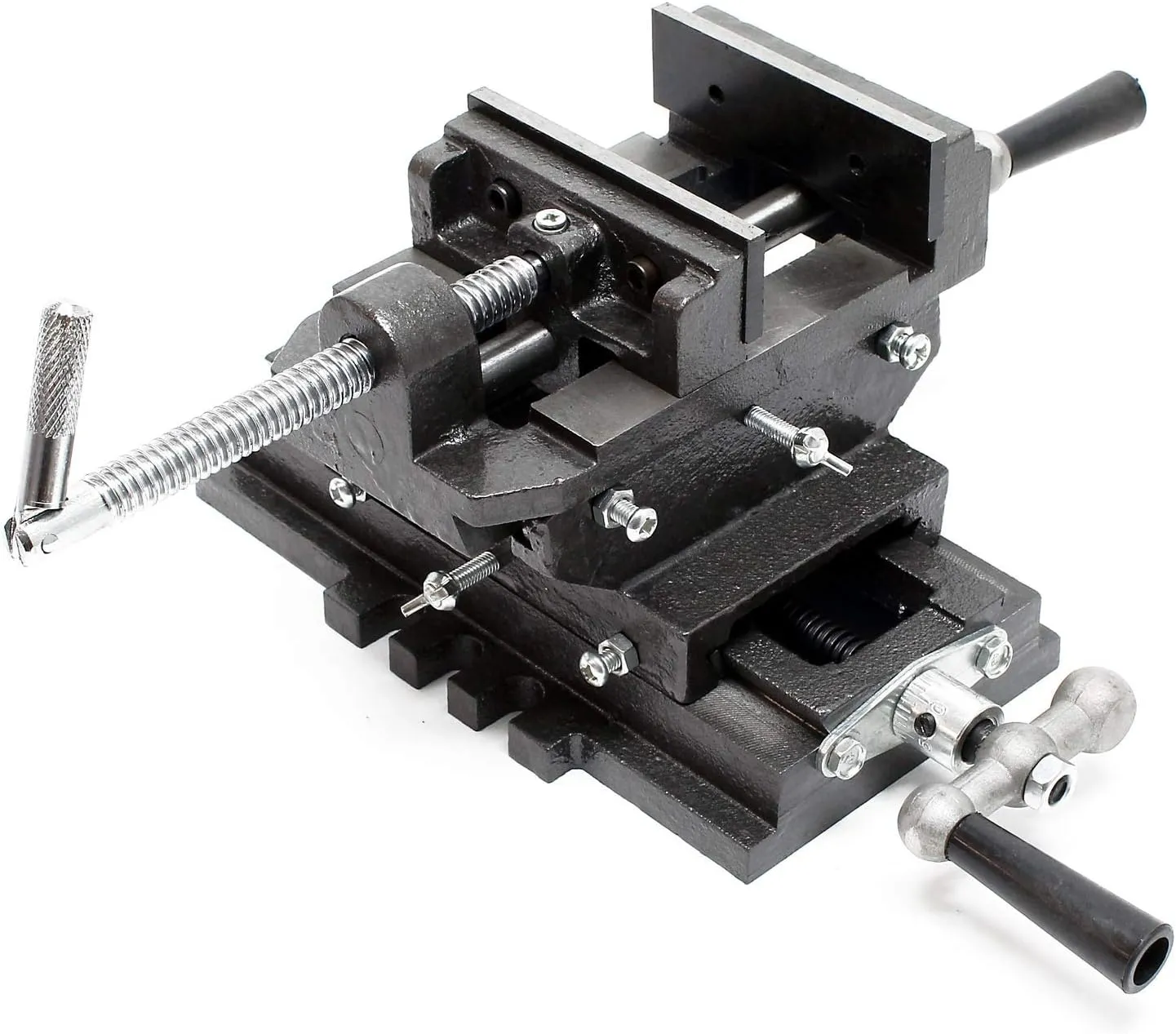 Bild von Wiltec Maschinenschraubstock mit 75 mm und zwei Achsen aus Gusseisen für Werkbank und Frästisch