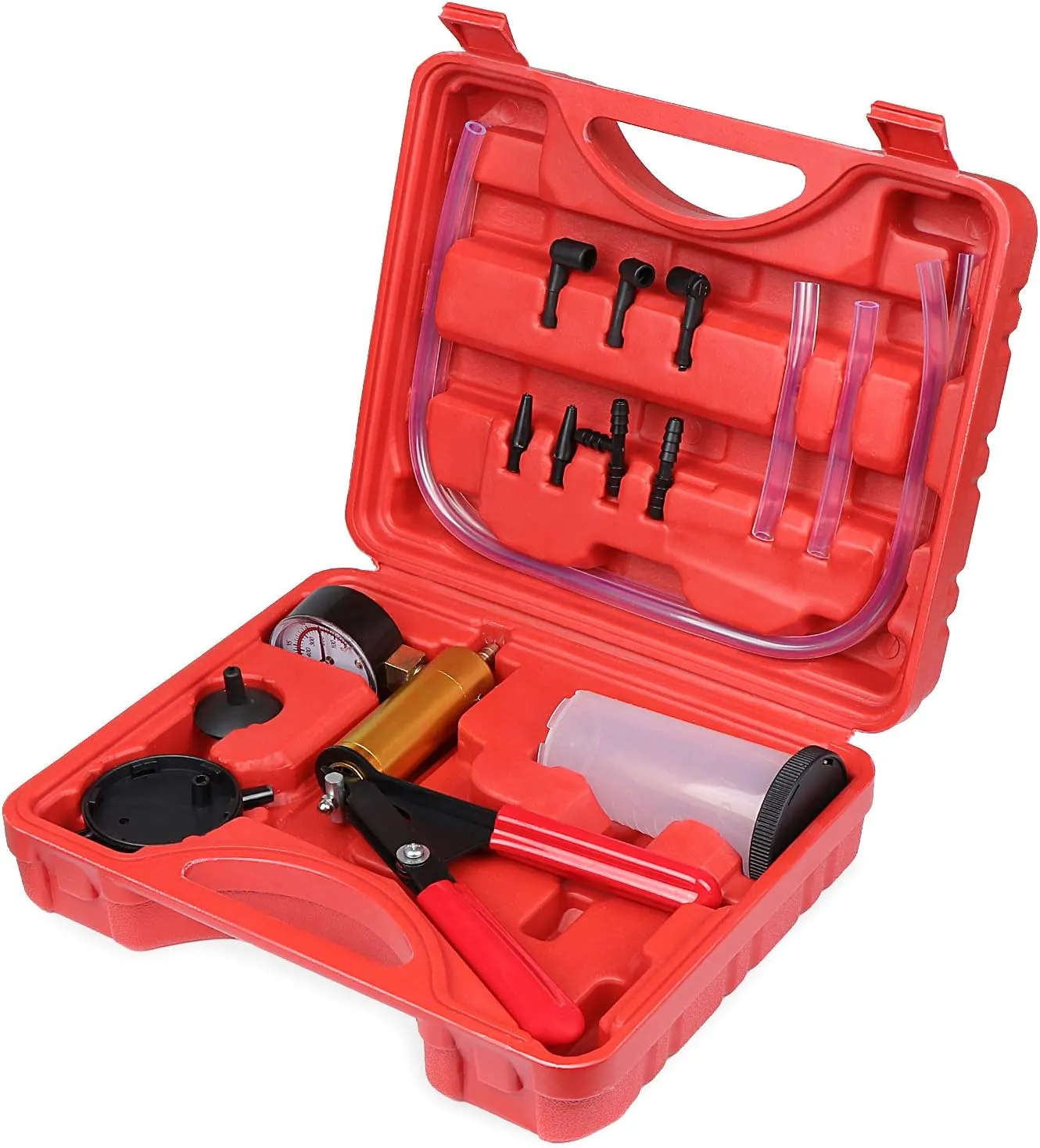 Bild von WiMas Vakuumpumpe und Bremsentlüftungssatz mit Vakuummeter und Adaptern für Fahrzeuge und Motorräder