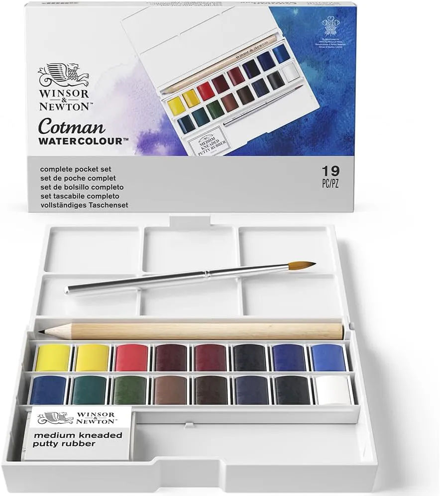 Bild von Winsor & Newton Cotman Aquarellfarben Taschenset mit 16 lebendigen Farben und Zubehör