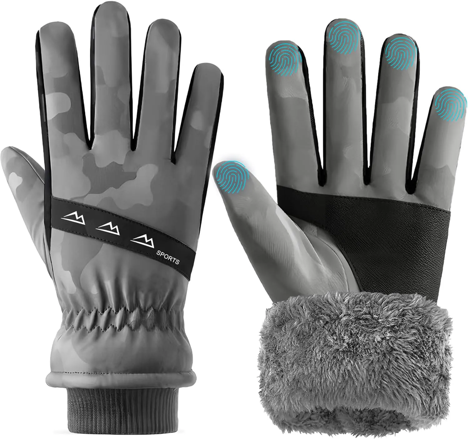 Bild von Winterhandschuhe für Herren und Damen mit Fleecefutter, wasserdicht und winddicht, geeignet für Touchscreen und ideal zum Laufen, Skifahren und Radfahren