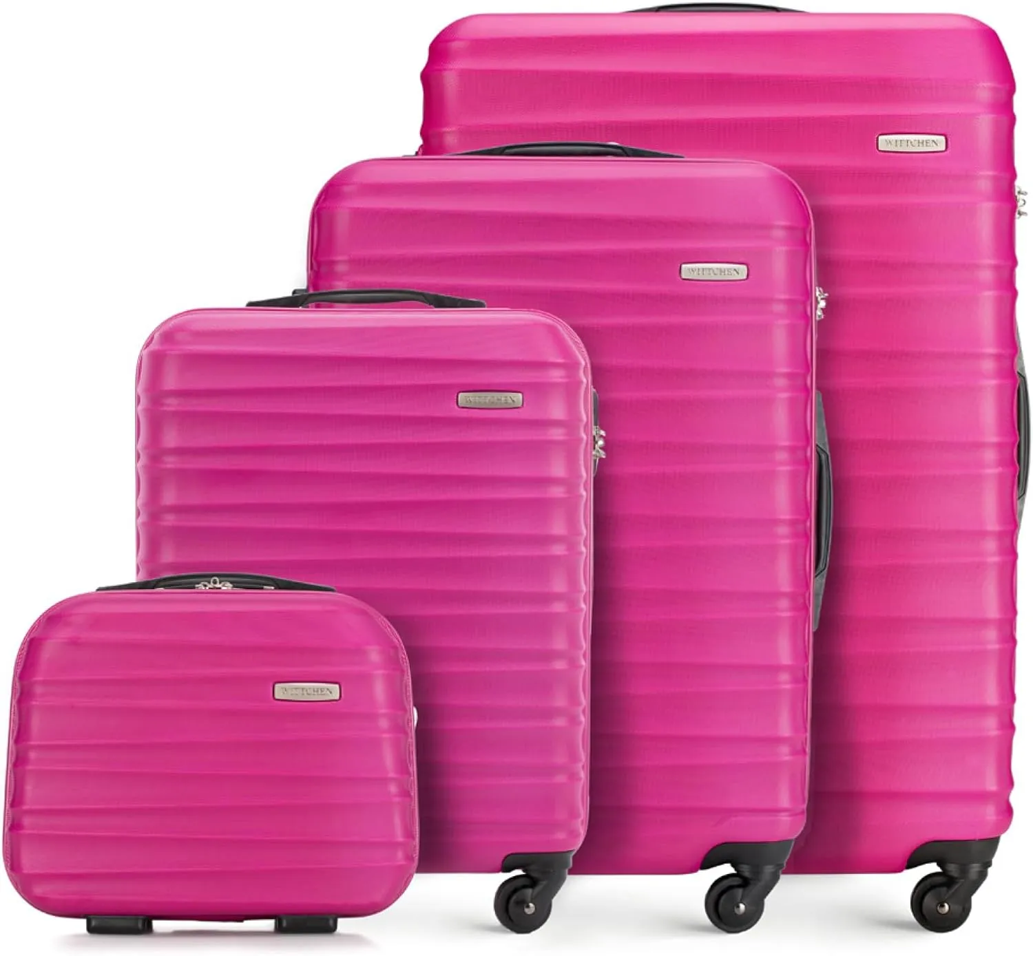 Bild von WITTCHEN 4er Koffer-Set mit Hartschale aus ABS, rosa, mit Spinner-Rollen und Zahlenschloss
