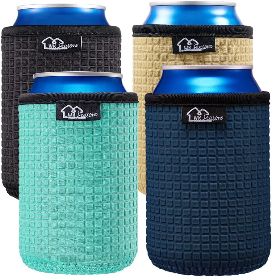 Bild von WK IEASON 12oz Neopren Can Cooler Set mit 4 Teilen in Schwarz, Cool Mint, Dunkelblau und Khaki für Dosen und Flaschen