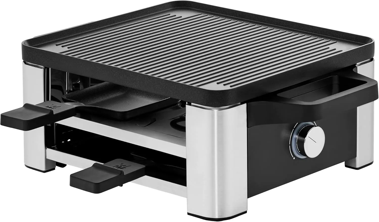 Bild von WMF Lono Raclette Grill für 4 Personen mit Pfännchen und Schiebern, 870 Watt, mattes Edelstahlgehäuse