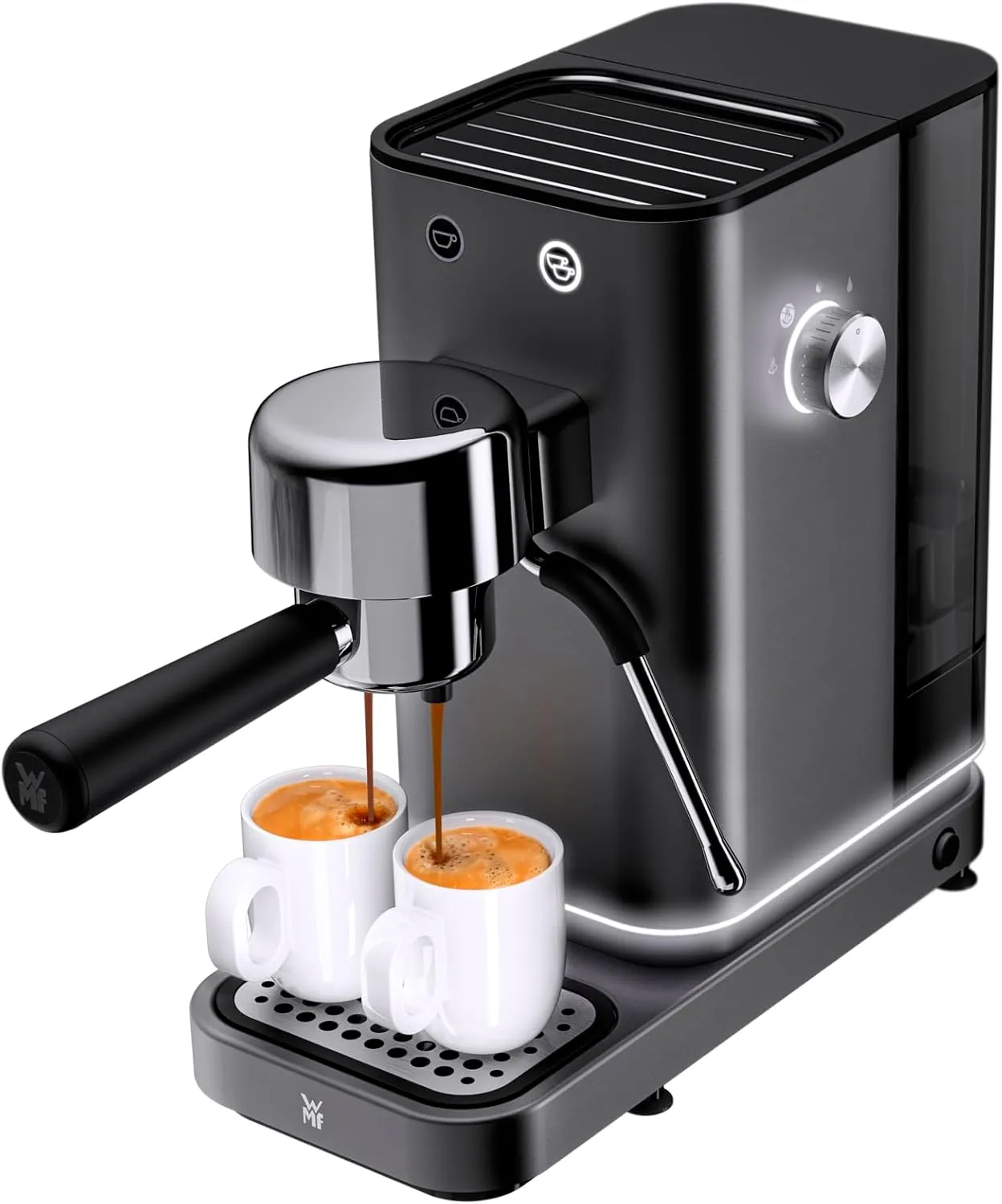 Bild von WMF Lumero Espressomaschine mit 1400 Watt, 15 bar Druck, 3 Einsätzen für 1-2 Tassen und Milchaufschäumdüse in Grau