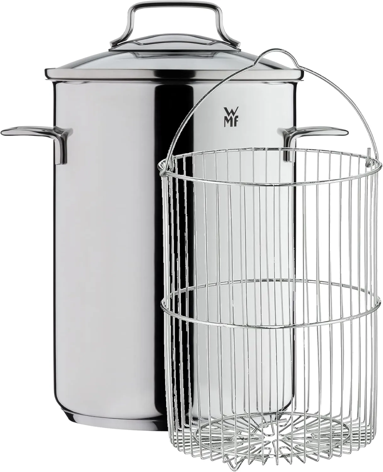 Bild von WMF Spargeltopf 16 cm mit Glasdeckel und Siebeinsatz, 5 l, aus poliertem Cromargan Edelstahl, induktionsgeeignet für Pasta und Gemüse