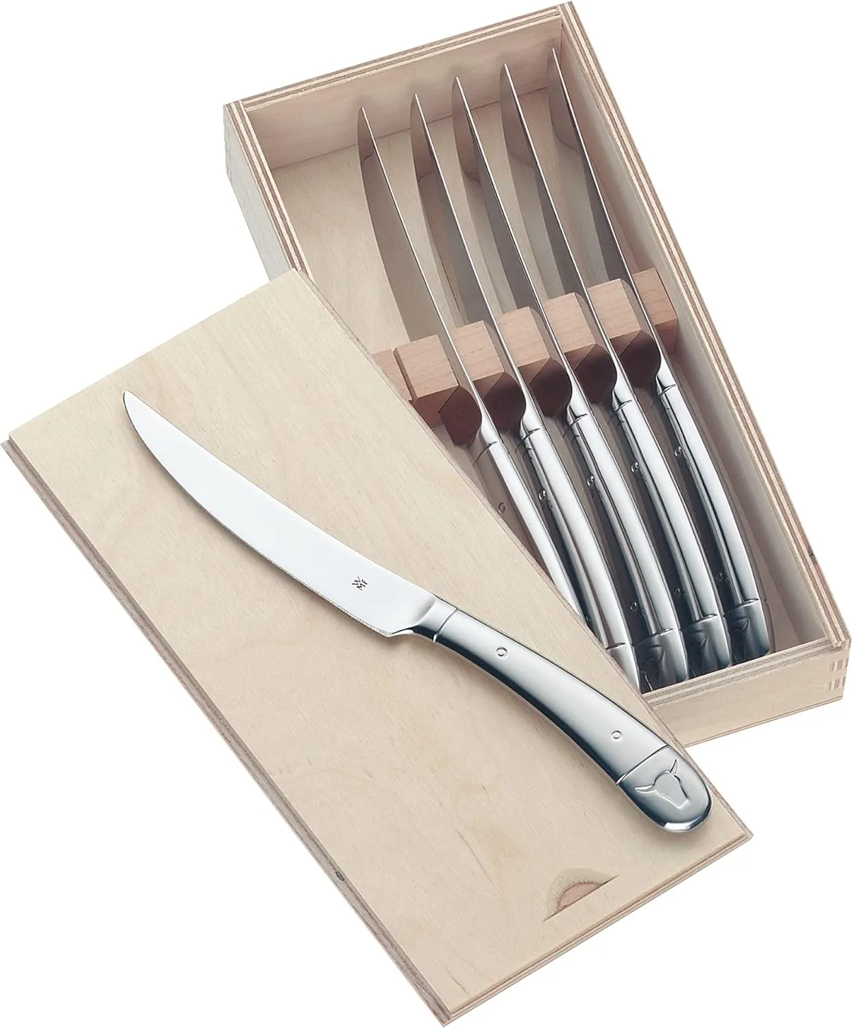 Bild von WMF Steakmesser Set mit 6 Teilen aus poliertem Cromargan Edelstahl in Holzbox
