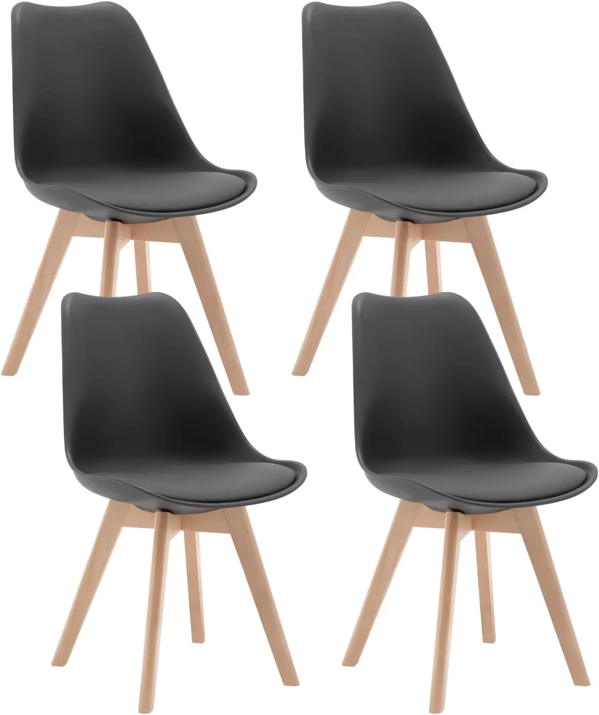 Bild von WOLTU 4er Set Esszimmerstühle aus Kunstleder und Holz in Grau