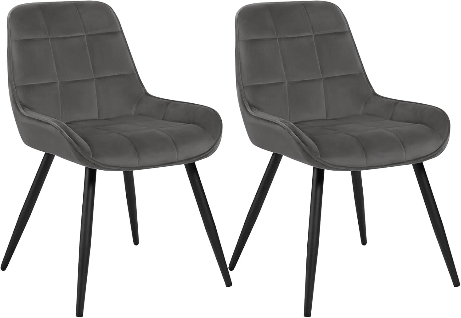 Bild von WOLTU BH331dgr-2 Esszimmerstühle im 2er Set aus Samt in Dunkelgrau, ergonomisch gepolstert für Wohnzimmer und Küche