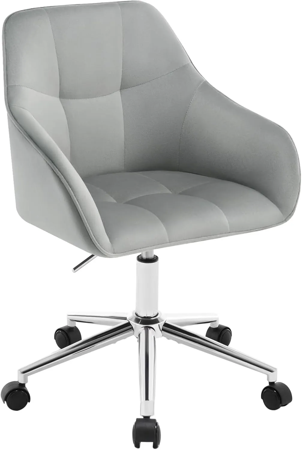 Bild von WOLTU BS145hgr Homeoffice Stuhl mit Samtsitz, höhenverstellbar und bis 150 kg belastbar, ideal für Büro und Wohnzimmer in Hellgrau