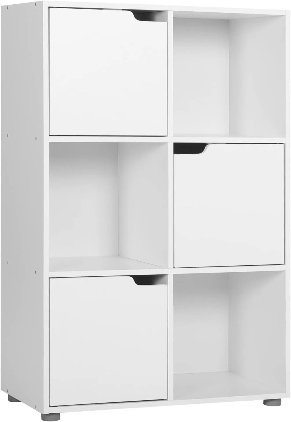 Bild von WOLTU Bücherregal SK001ws mit 3 Türen und 6 Fächern in Weiß, Maße 29 x 91 x 59,6 cm