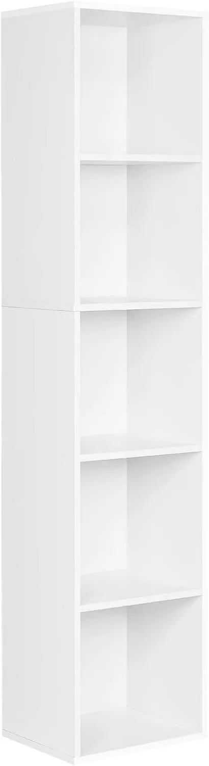 Bild von WOLTU Bücherregal SK003ws5 mit 5 Fächern in Weiß, freistehend und aus Holzwerkstoff, Maße 30x132x24 cm