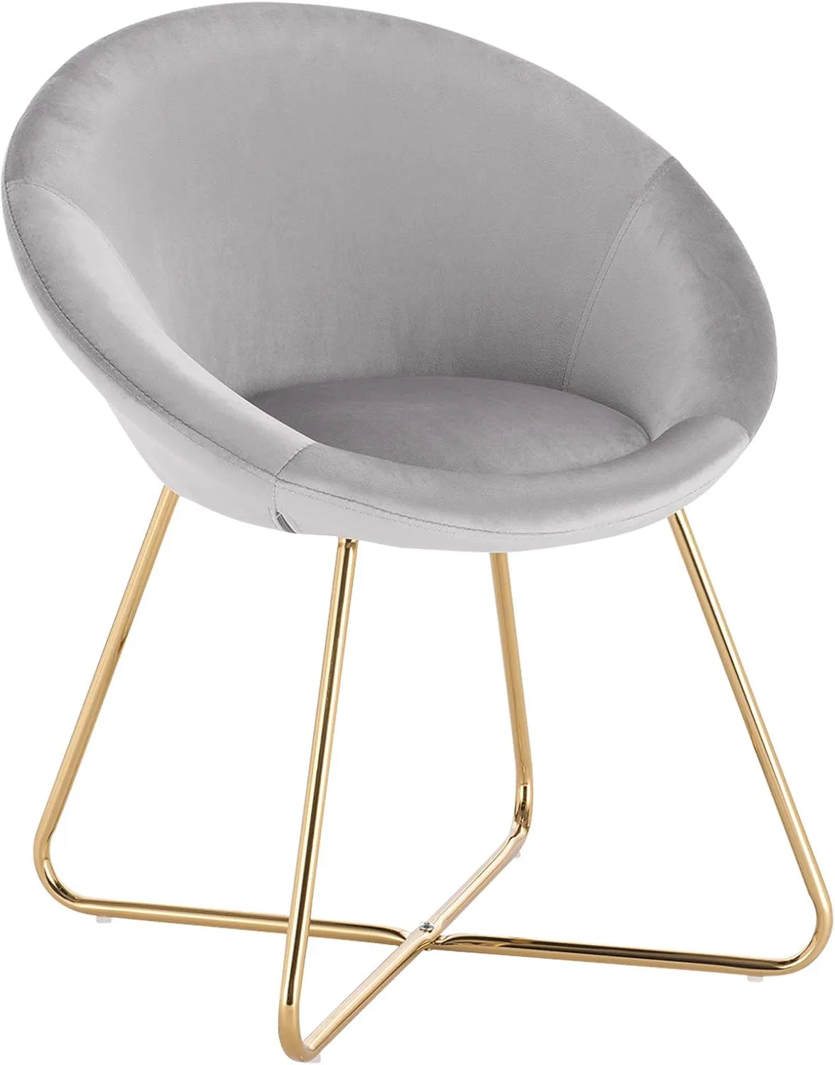 Bild von WOLTU Esszimmerstuhl BH217hgr-1 im skandinavischen Design mit samtiger Sitzfläche und goldenen Metallbeinen in Hellgrau