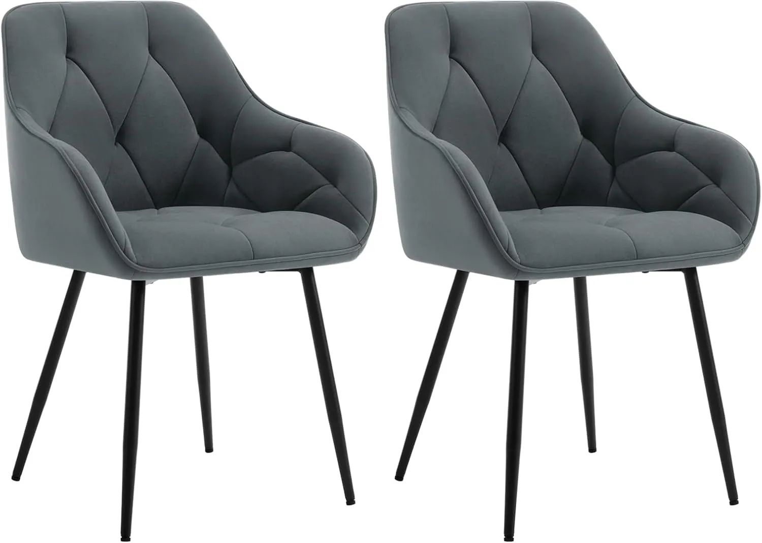 Bild von WOLTU EZS02dgr-2 2er Set Esszimmerstühle in Dunkelgrau mit ergonomischem Design und Samtpolsterung