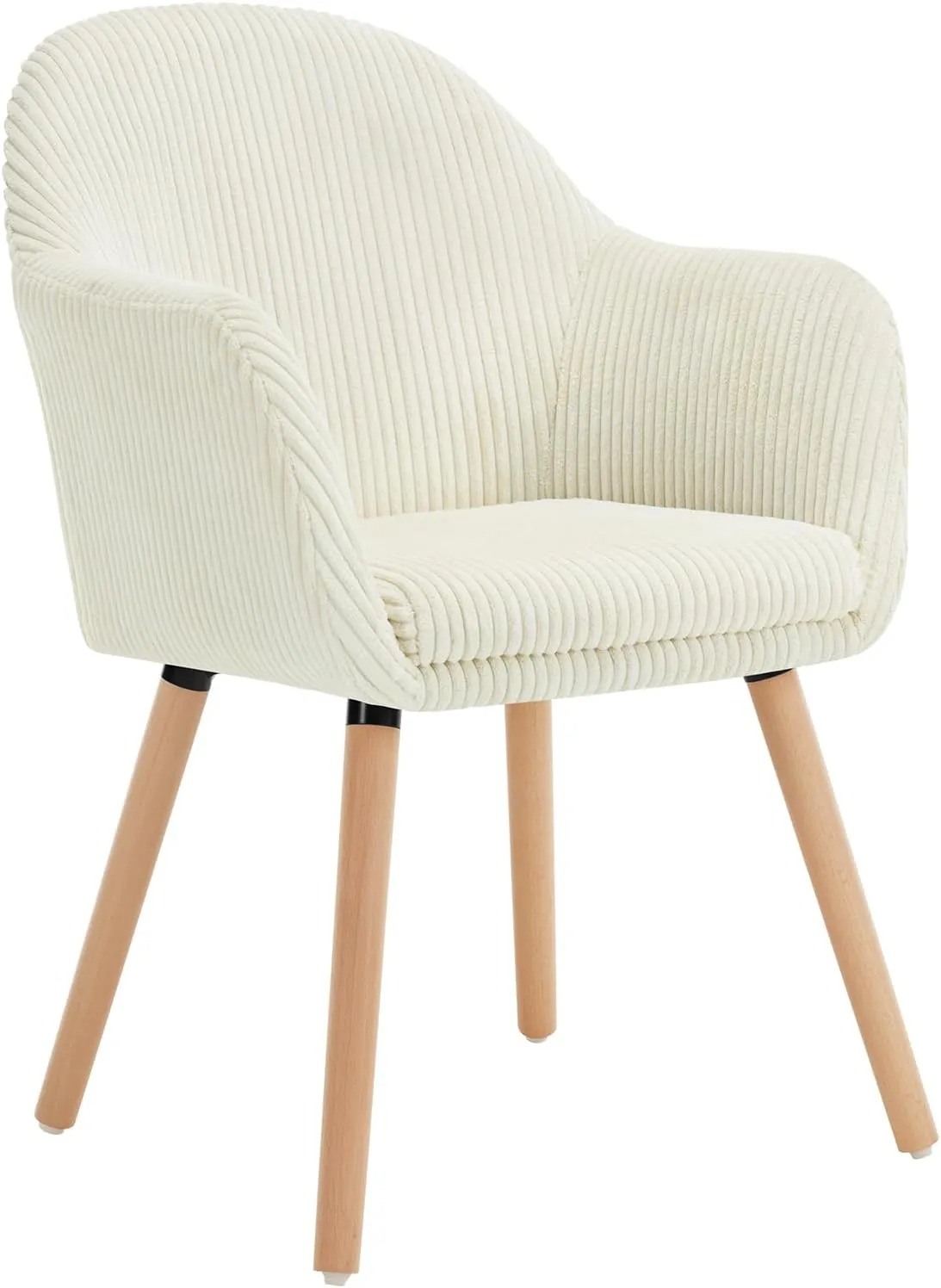 Bild von WOLTU EZS26cm-1 Esszimmerstuhl aus Cord mit Armlehnen und Massivholzbeinen in Beige