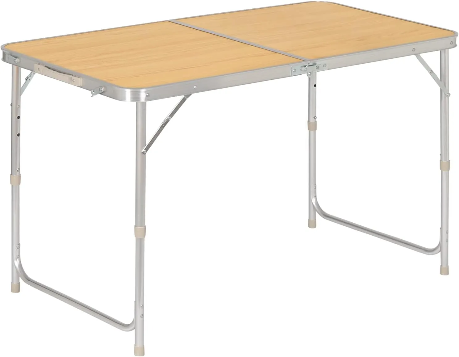 Bild von WOLTU höhenverstellbarer Campingtisch aus Aluminium und MDF in heller Eiche, Modell CPT8122hei