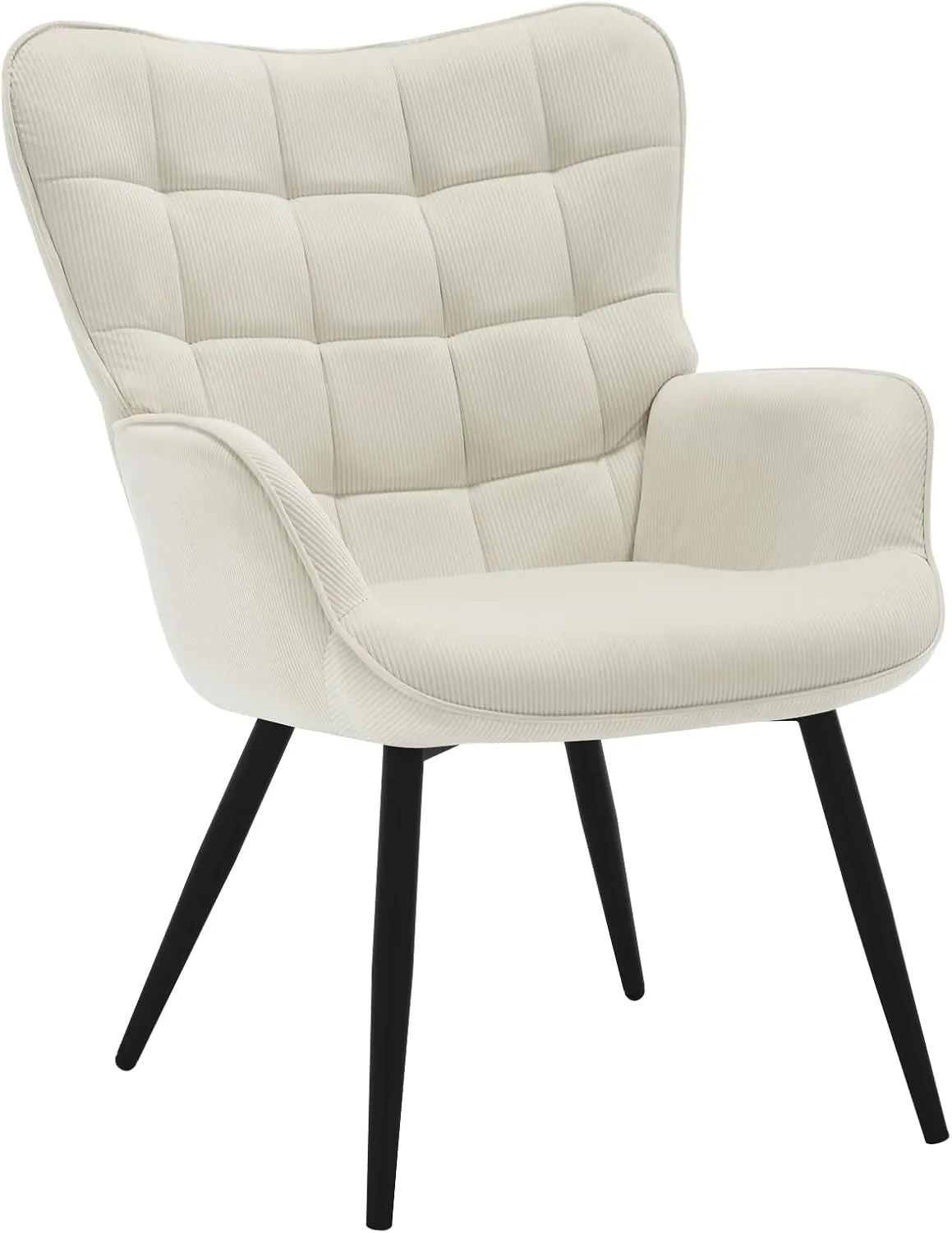 Bild von WOLTU Relaxsessel SKS31cm in Cremeweiß mit Cordbezug und Metallbeinen