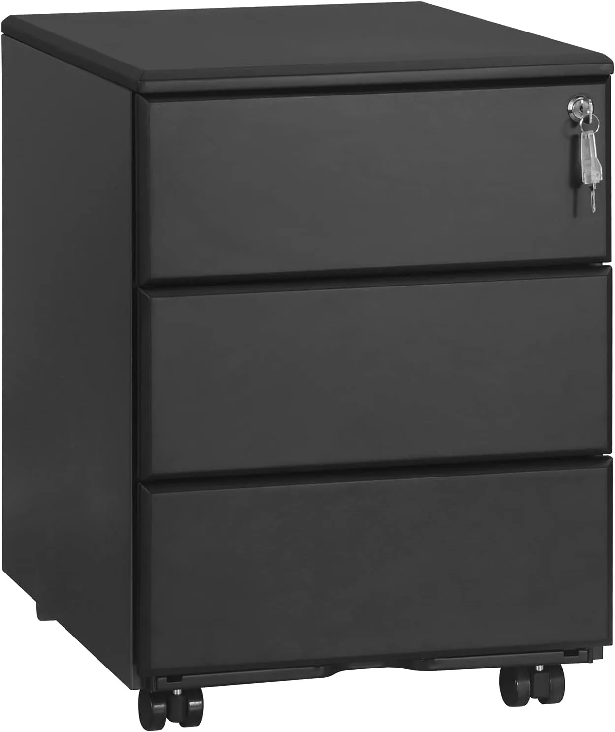 Bild von WOLTU Rollcontainer SK024sz mit 3 Schubladen, abschließbar und verstellbar, für Büro und Home Office in Schwarz