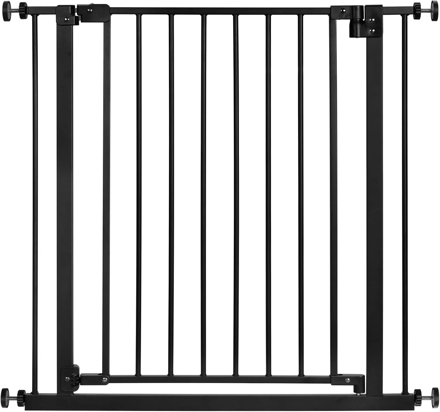 Bild von WOLTU Treppenschutzgitter KG001sz in Schwarz, verstellbar von 75 bis 87 cm, mit Auto-Close und einhändigem Öffnen