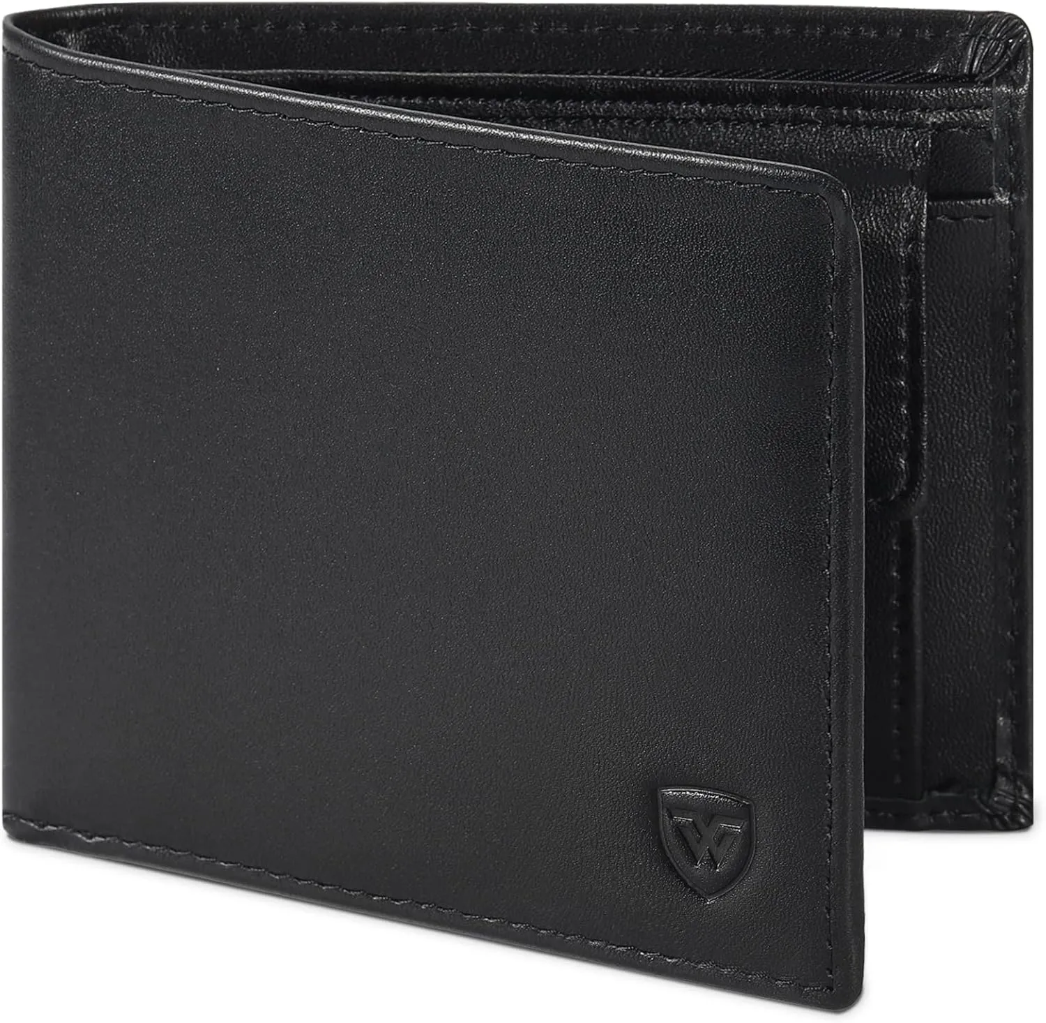 Bild von WONSEFOO Leder Geldbörse mit RFID Schutz in Schwarz, slim Design, 9 Kartenfächer und Münzfach