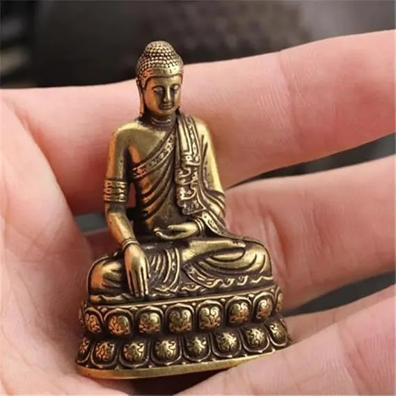 Bild von WOO MANTO Miniatur Buddha Figur Shakyamuni aus Messing für Tischdekor und Meditation