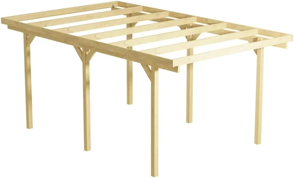 Bild von Wood & Play Garagenüberdachung für ein Auto mit den Maßen 300 x 500 cm und 210 cm hohen Pfosten, stabil und langlebig, zur Selbstmontage
