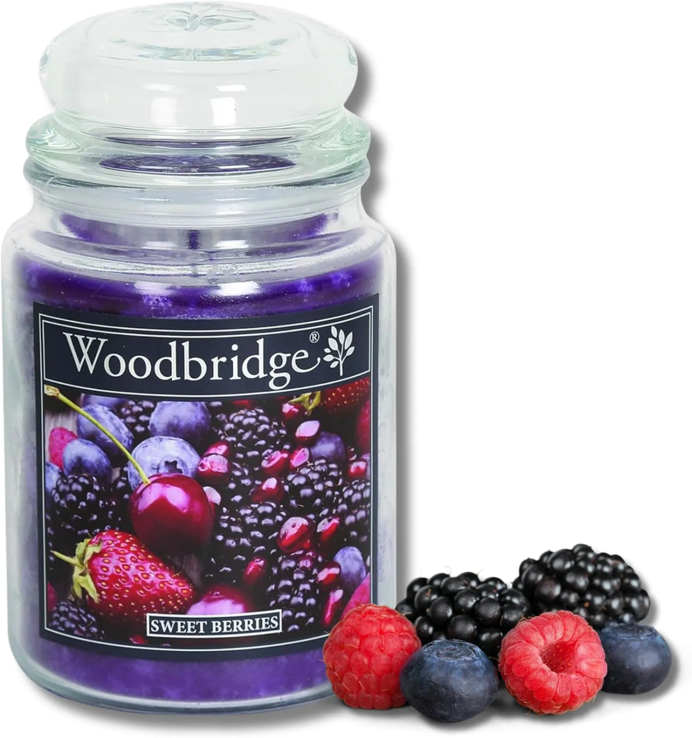 Bild von Woodbridge Duftkerze Sweet Berries im Glas mit Deckel, 565 g, lange Brenndauer von 130 Stunden