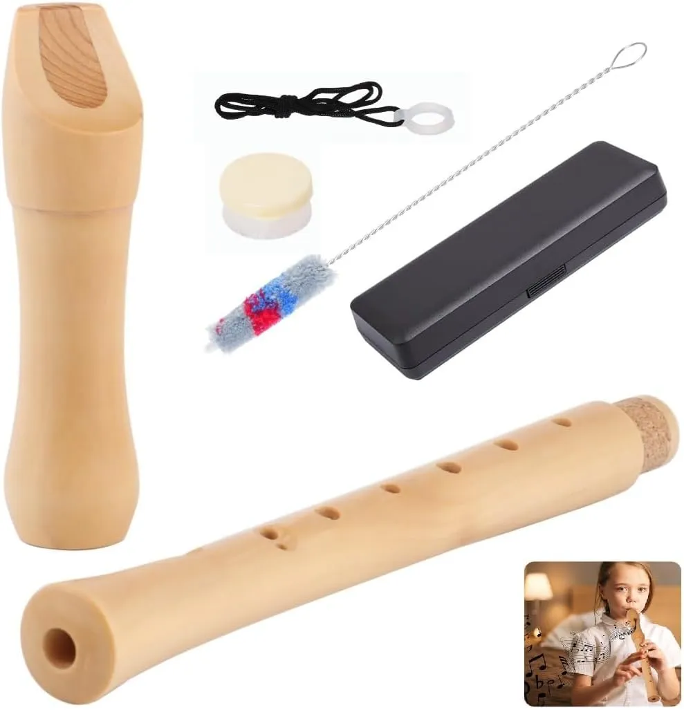 Bild von Wooden Soprano Recorder in C mit Hartschalenetui und Barockansatz für Anfänger und Fortgeschrittene