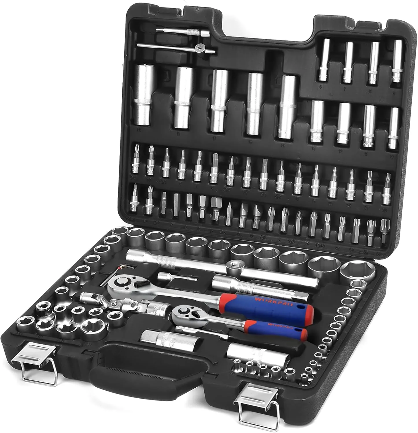 Bild von WORKPRO 108-teiliges Steckschlüsselsatz Set mit Ratschen und Werkzeugkoffer für Autos