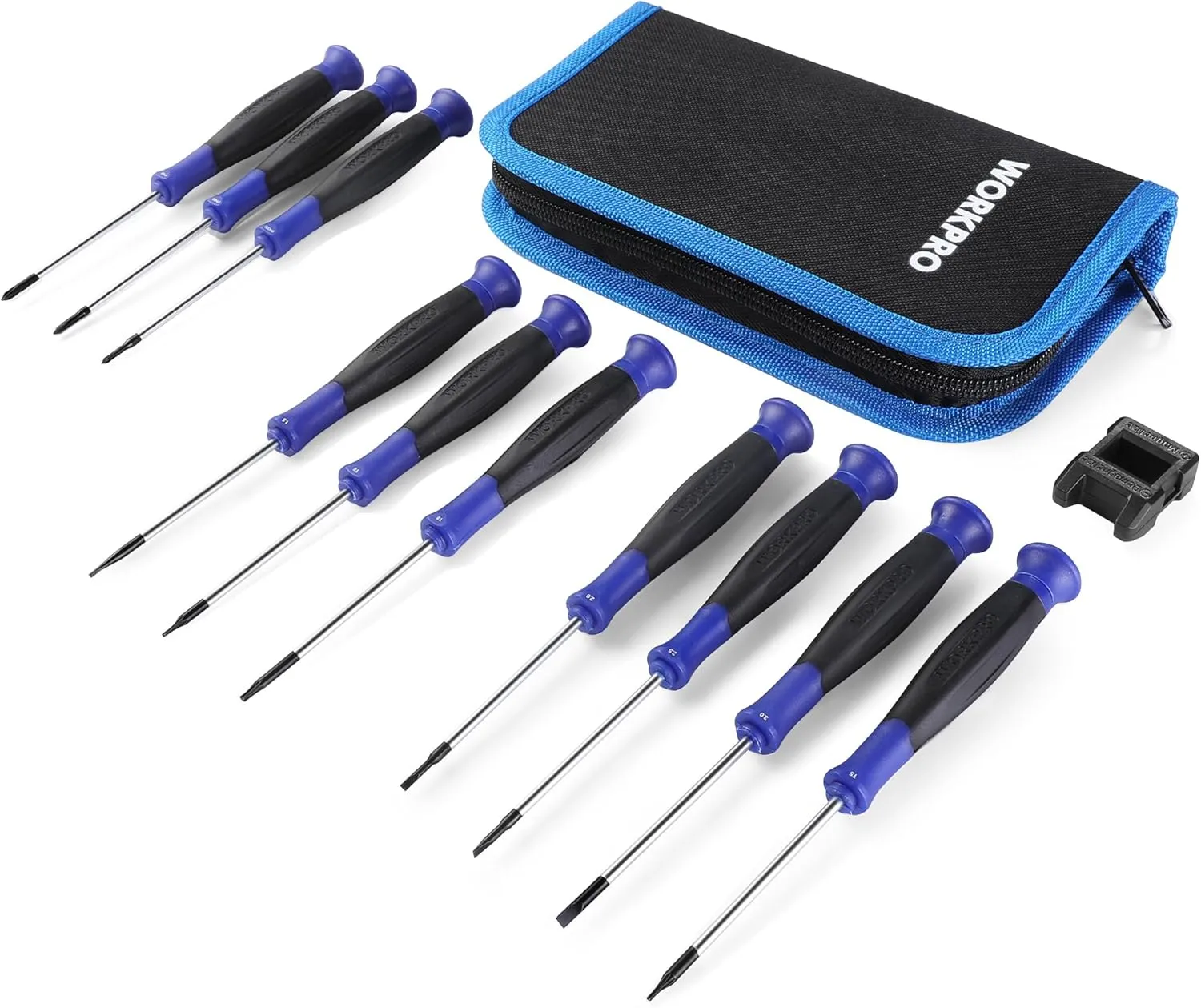 Bild von WORKPRO Mini Schraubenzieher Set mit 10 Teilen für Feinmechanik und Elektronik, inklusive Magnetisierer und Tasche