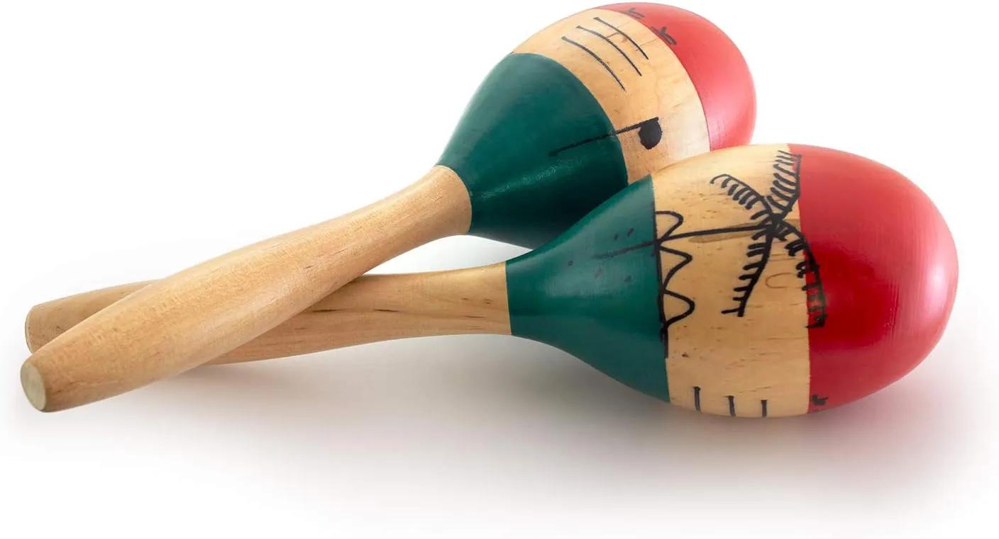Bild von World Rhythm MAR56-NT Maracas aus Naturholz, handbemalt, im Full Size Paar