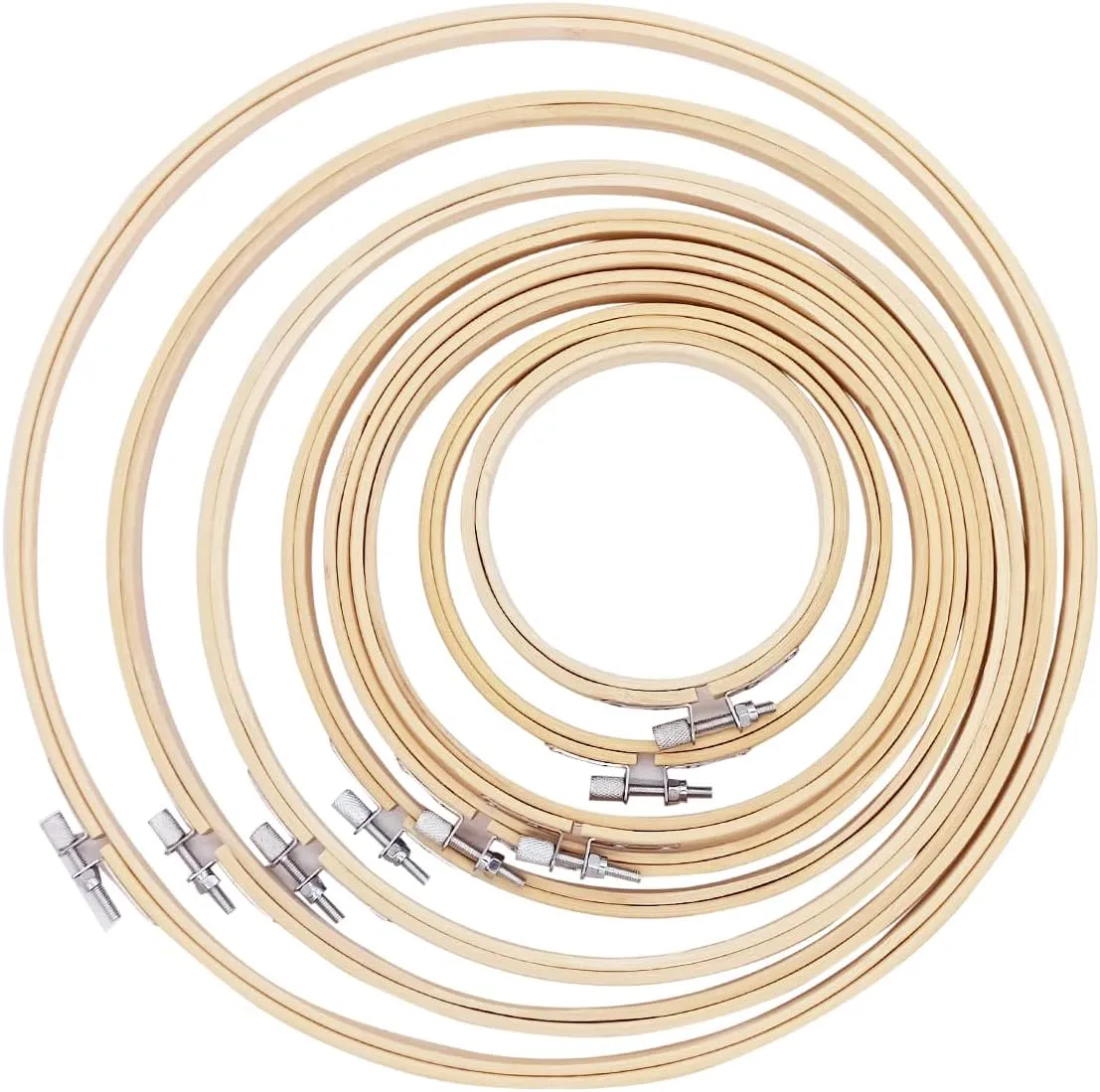 Bild von Worown Bambus Stickrahmen Set mit 8 Größen von 10 bis 30 cm für Handnäharbeiten