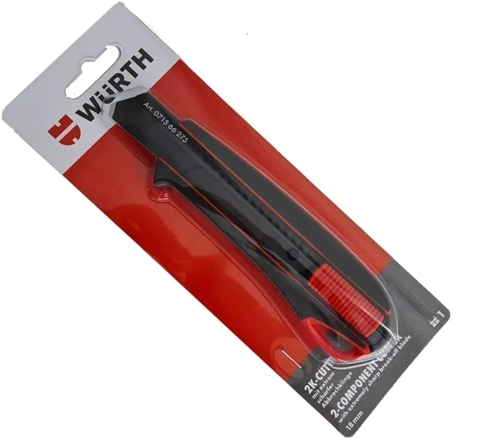 Bild von Würth Cuttermesser mit 2K Griff und 18 mm Klinge inklusive 3 Abbrechklingen, Artikelnummer 071566275