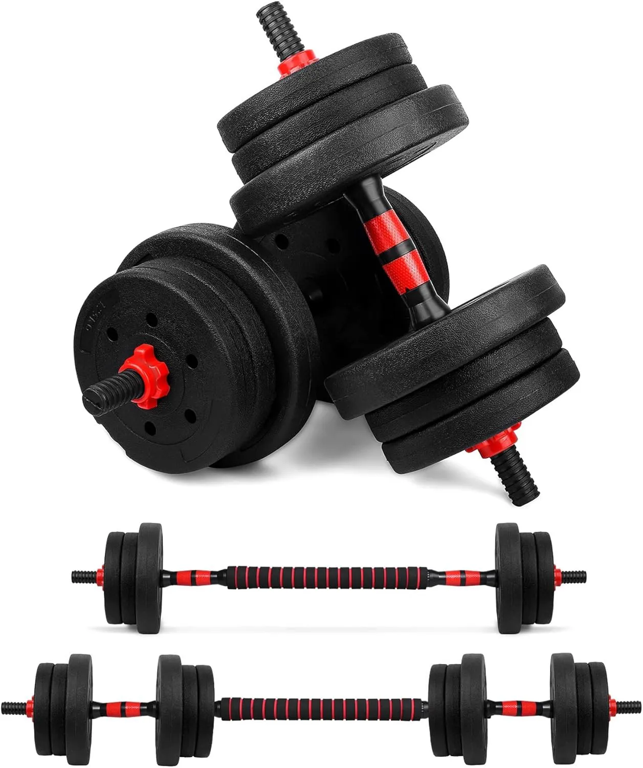 Bild von wuuhoo 2in1 Fitness Hantelset Jimmy mit Kurzhantelstange und Langhantelstange, Gewichte von 10 kg bis 30 kg, für das HomeGym