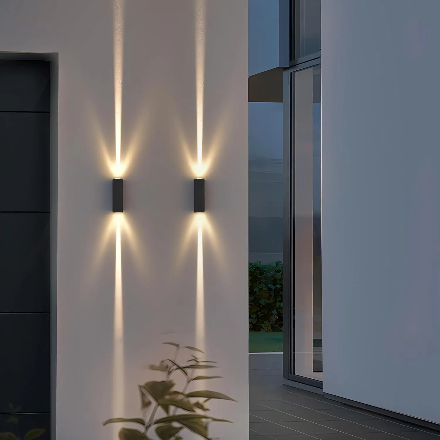 Bild von WYQSX Außenwandleuchte Set mit 2 modernen LED Leuchten in Anthrazit, IP65 wasserdicht für Flur und Treppenhaus