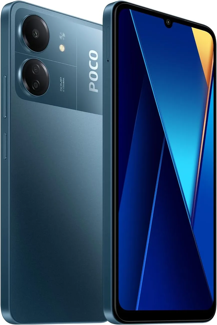 Bild von Xiaomi Poco C65 Smartphone mit 6,74 Zoll AMOLED Display, 256 GB Speicher und 8 GB RAM in Blau