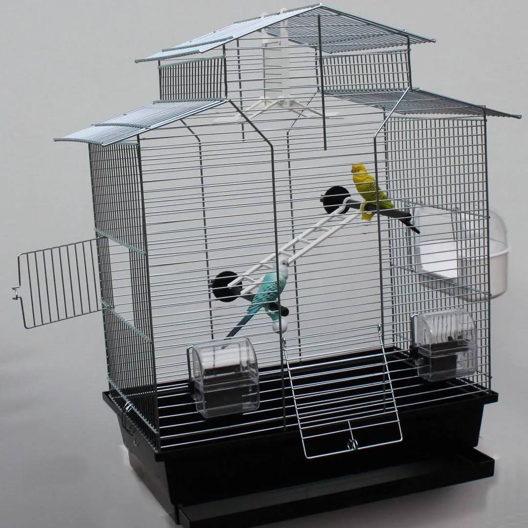 Bild von XXL Vogelkäfig IZA 2 II für Wellensittiche und Exoten in Schwarz, 60 cm