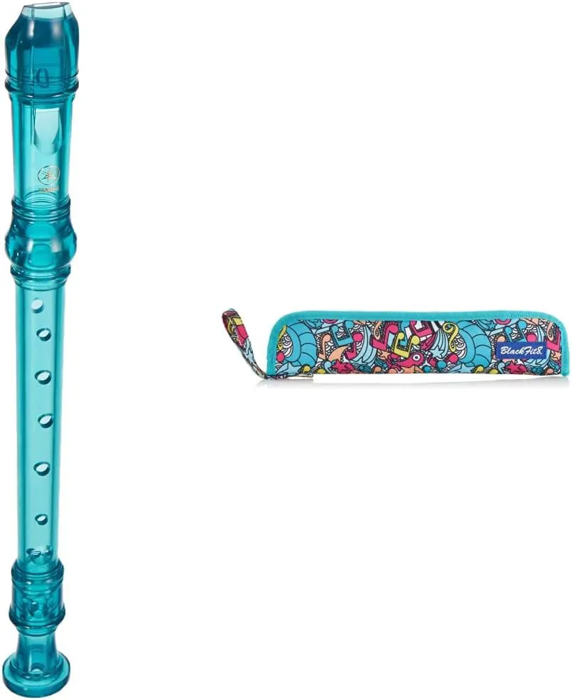 Bild von Yamaha Soprano Recorder mit deutscher Griffweise in transparentem Blau und Safta Flötentasche, 37 cm