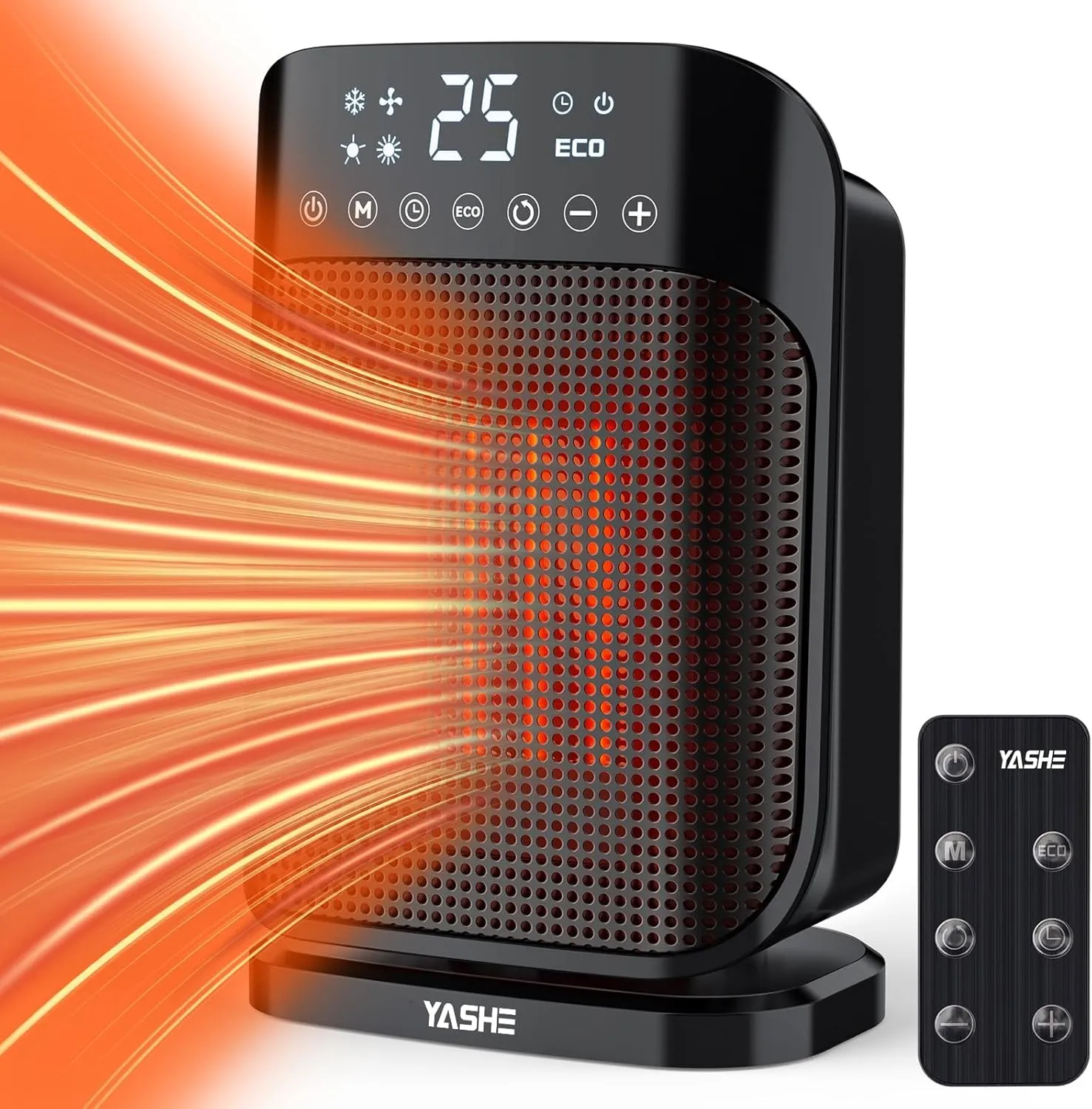 Bild von YASHE 1800W Keramik Heizlüfter mit 75 Grad Oszillation, 5 Modi, 24h Timer und Überhitzungsschutz