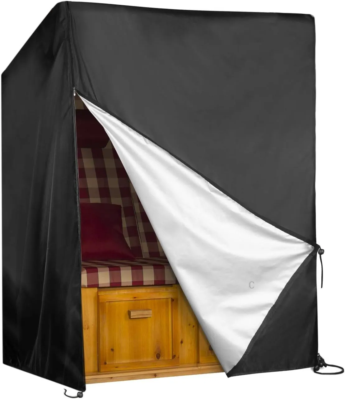 Bild von YISSVIC Strandkorb Schutzhülle aus 420D Oxford-Gewebe, winterfest, winddicht und UV-beständig, Maße 135x105x174/140 cm