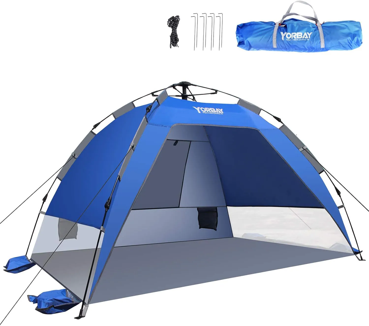 Bild von Yorbay Pop Up Strandmuschel für 2-3 Personen mit UV-Schutz 50+, inklusive Heringen und Tragetasche