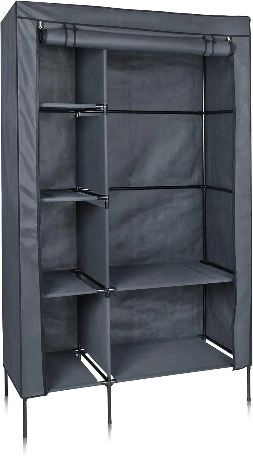 Bild von your GEAR Grado Kleiderschrank mit 105 x 45 x 180 cm, Kleiderstange und 6 Ablagefächern