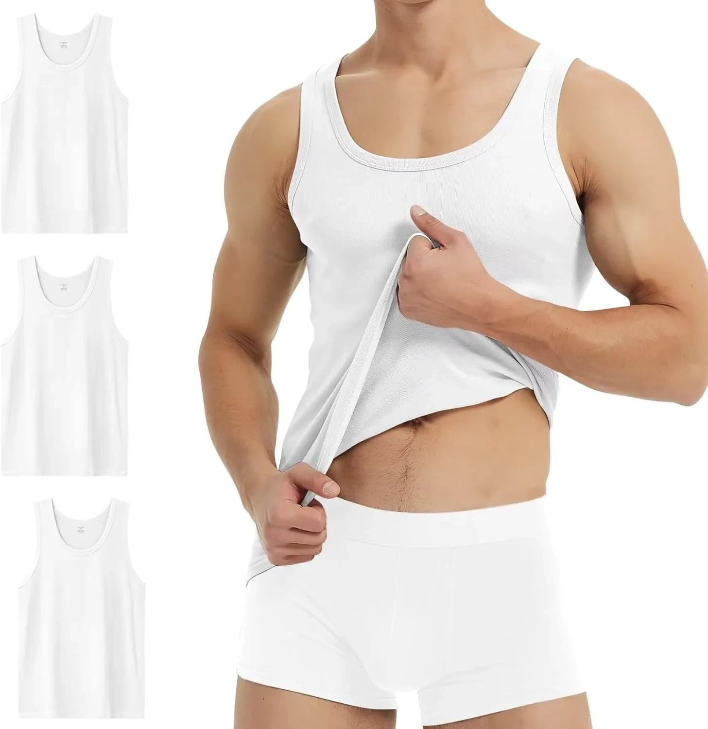 Bild von YouShow Herren Unterhemd 3/5er Pack aus 100% Baumwolle im Feinripp Design