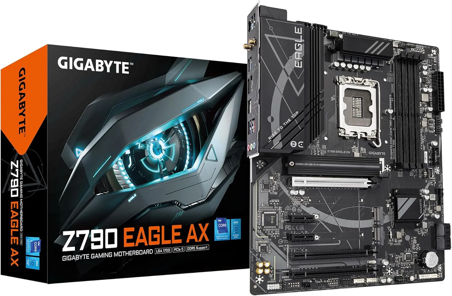 Bild von Z790 Eagle AX Motherboard für Intel Core Prozessoren der 14. Generation mit 12+1+1 Phasen VRM, bis zu 7600 MHz DDR5, 3 PCIe 4.0 M.2 Anschlüssen, Wi-Fi 6E, 2.5 GbE LAN und USB 3.2 Gen 2