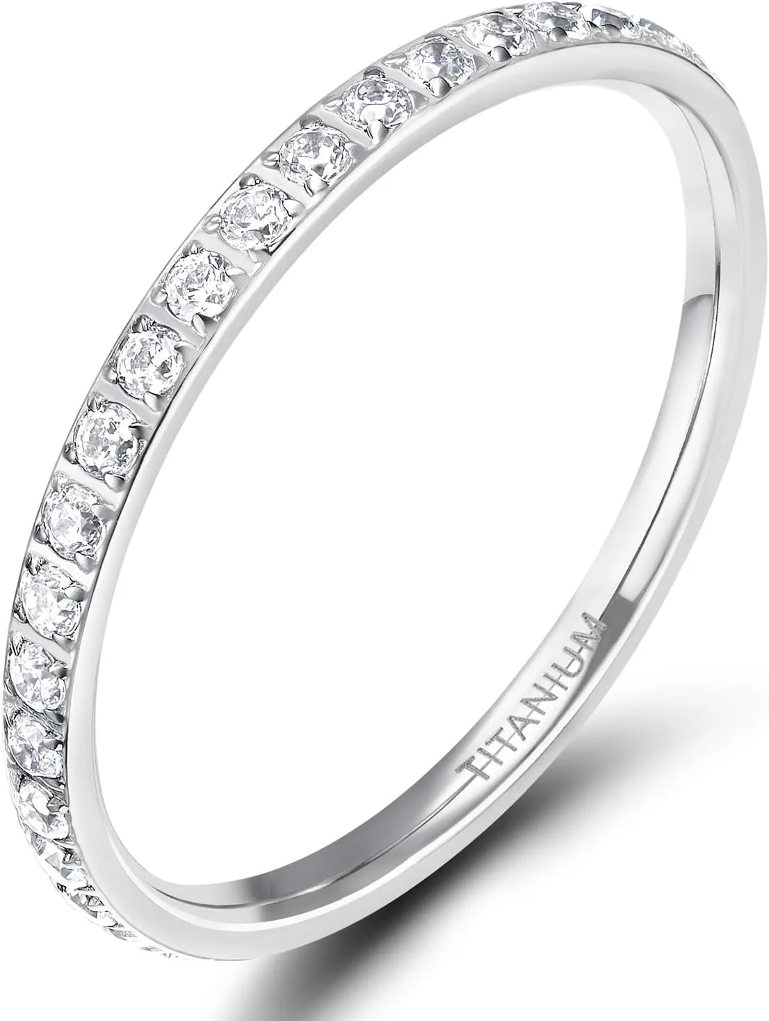 Bild von Zakk Eternity Ring 2mm aus Titan mit Zirkonia für Damen in Silber, Gold und Rosegold
