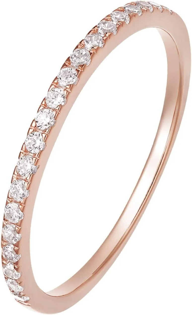 Bild von Zakk Eternity Ring aus 925er Silber mit Zirkonia für Damen, 2 mm, ideal als Verlobungs- oder Trauring