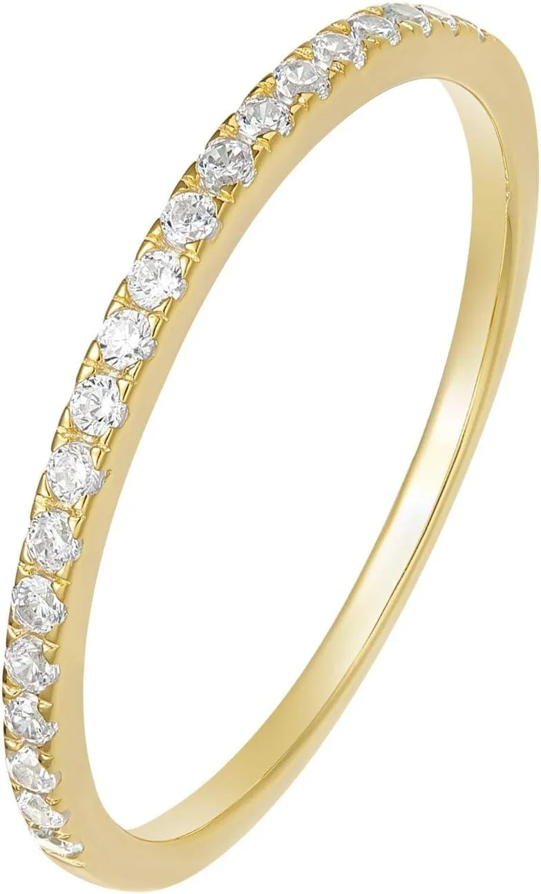 Bild von Zakk Eternity Ring aus 925er Silber mit Zirkonia für Damen, schmaler Vorsteckring, 2 mm breit, ideal als Verlobungs- oder Ehering