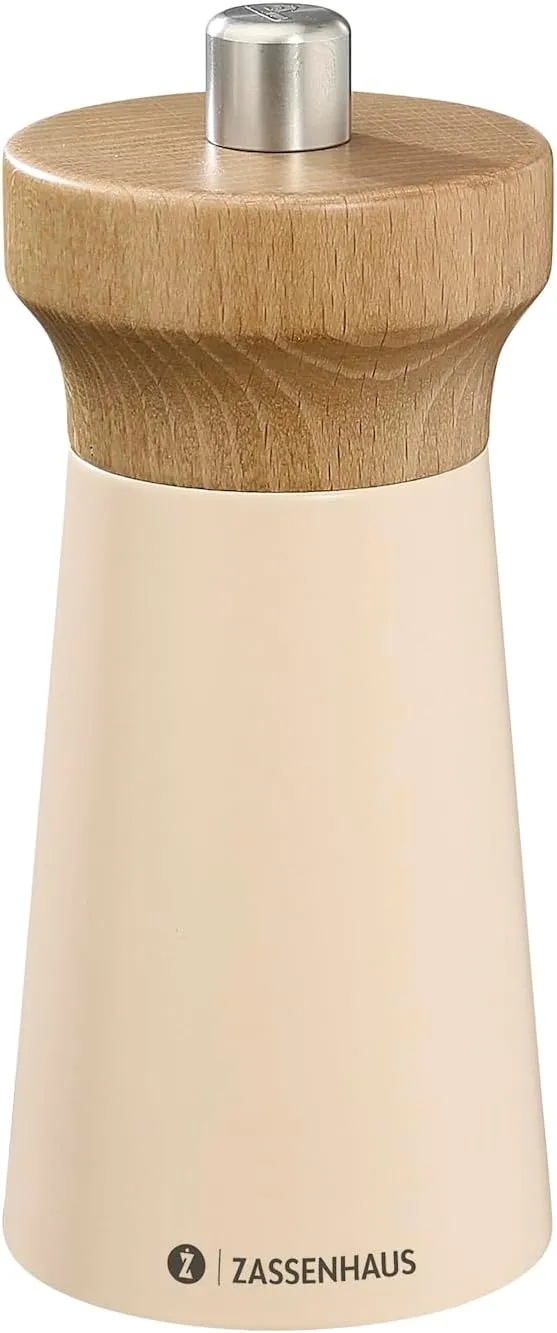 Bild von Zassenhaus Westerland Salzmühle aus lackiertem Buchenholz mit Keramikmahlwerk, 12 cm hoch und 5,4 cm Durchmesser